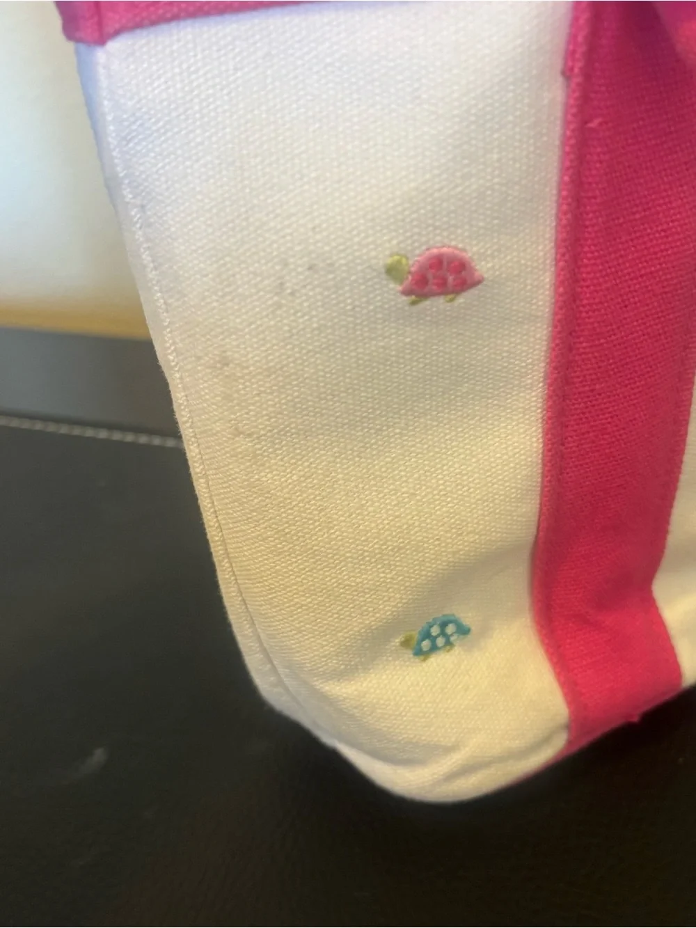 Vintage 2007 Gymboree Preppy Turtle Canvas Boat Tote Bag Pink Green One Size